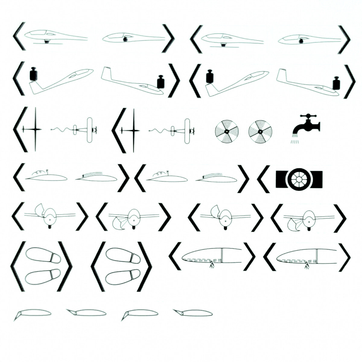 Cockpit symbols adhesive labels
